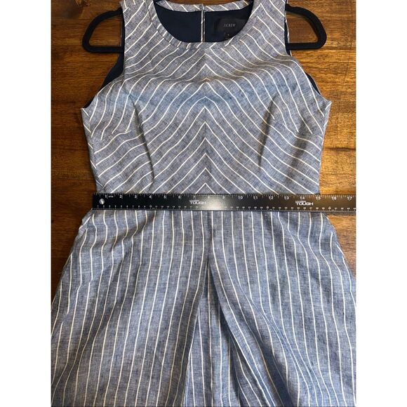 J. Crew Womens Chevron Striped Fit & Flare Linen Mini Dress Cut Out Back - Picture 8 of 9